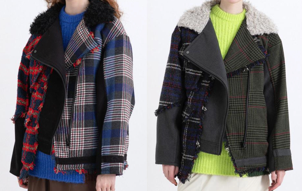 AULA AILA(アウラアイラ)レッドxブルーのチェック柄コンビブルゾン