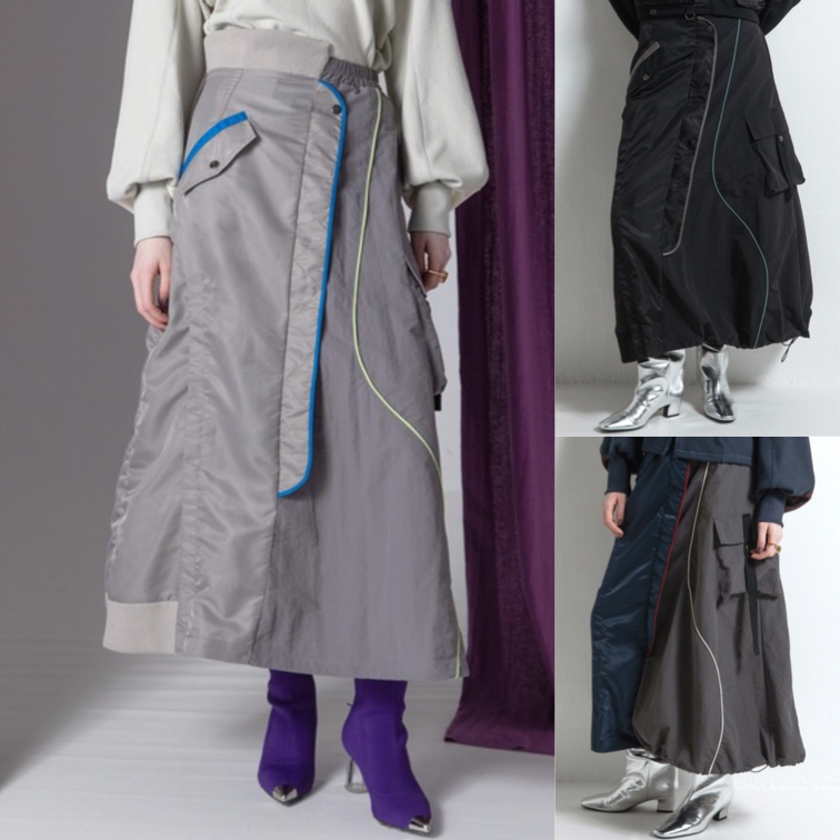 AULA AILA(アウラアイラ)グレーのアシメミリタリースカート