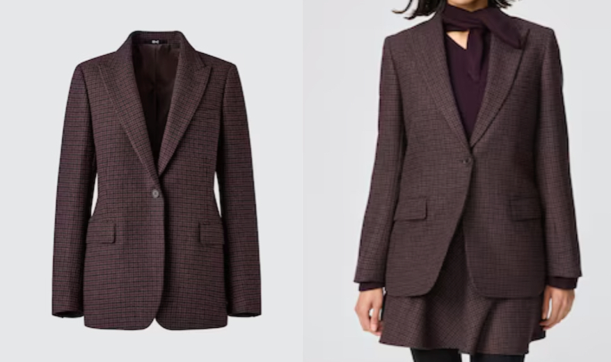 UNIQLO（ユニクロ）ダークブラウンのチェック柄ジャケット