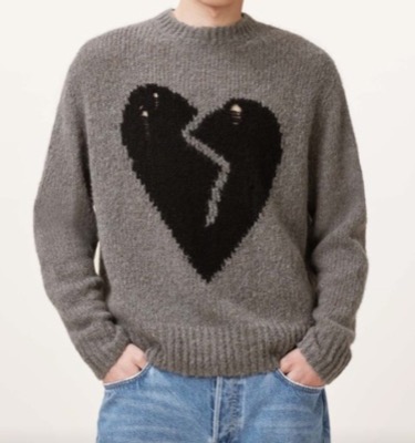 ALLSAINTS（オールセインツ）グレーのハート柄ニット