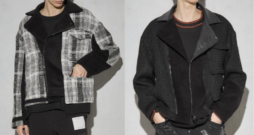 Maison ULA（メゾンウラ）グレー系のツイードライダースジャケット