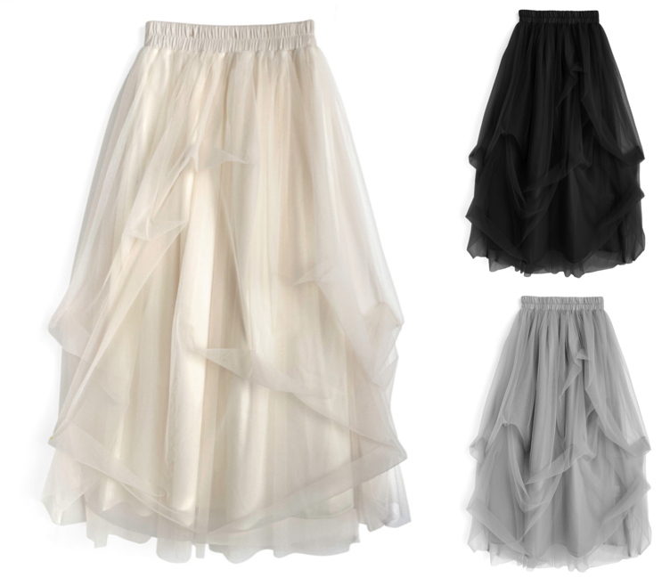 GRL（グレイル）アイボリーのボリュームチュールスカート