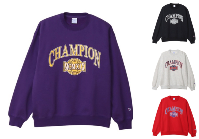 Champion(チャンピオン)パープルのロゴスウェット