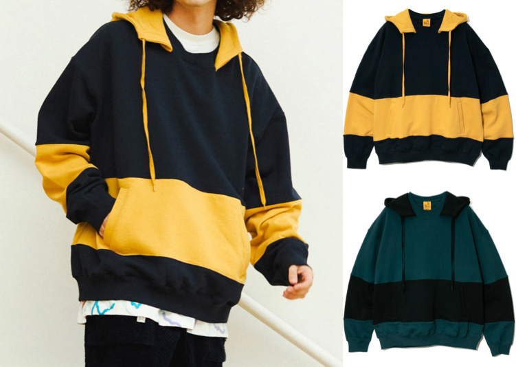 go slow caravan（ゴースローキャラバン）ブラックxイエローのパーカー