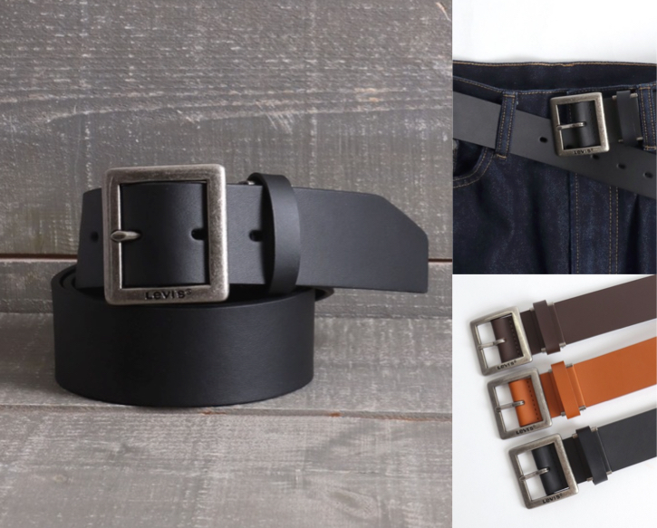 リーバイス40mm 本革 スクエア バックル レザーベルト
