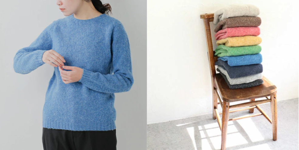 L.L.BEAN クルーネックセーターブルーのクルーネックニット