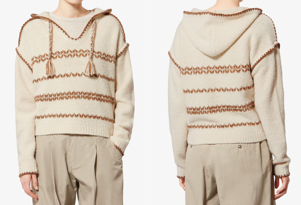 ISABEL MARANT(イザベル マラン)アイボリーxブラウンのフーディーニット