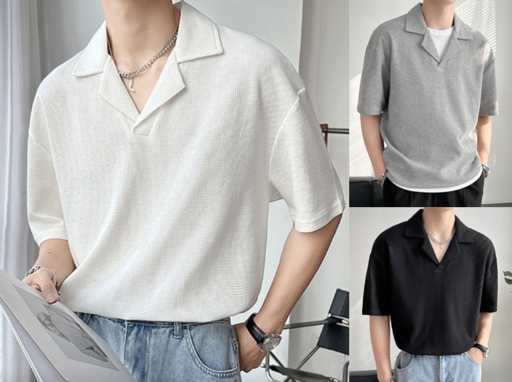 B.R.U（ブル）ホワイトの半袖ポロシャツ