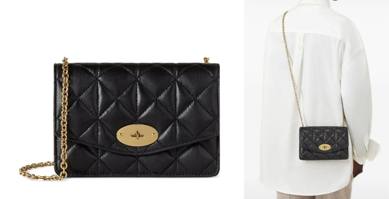 mulberryブラックのキルティングショルダーバッグ