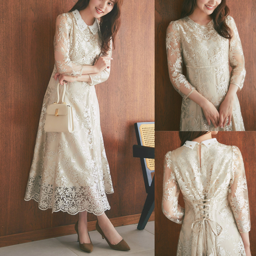 tocco closet（トッコクローゼット）ホワイトのレースワンピース