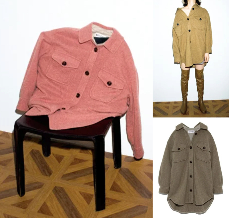 SNIDELピンクのシャツジャケット