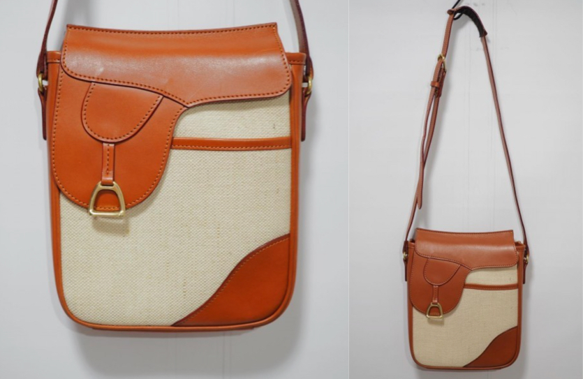 aucfreeブラウン×ホワイトのショルダーバッグ