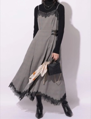 Mystrada（マイストラーダ）グレーのレースドッキングジャンスカ