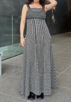 ELCHELE（エルチェレ）ブラックのギンガムチェック柄ワンピース