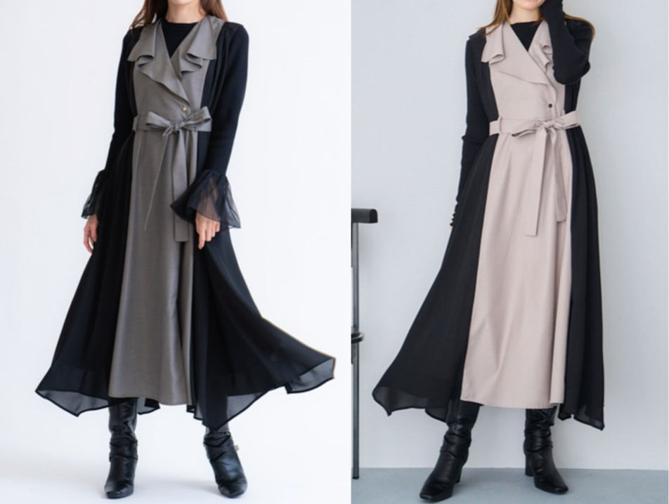 Noela（ノエラ）グレーxネイビーのジャンスカ