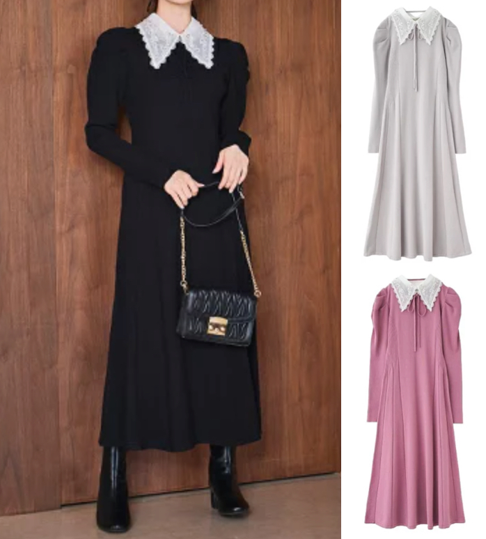 LILLIAN CARAT（リリアンカラット）ブラックのビジューカラーワンピース