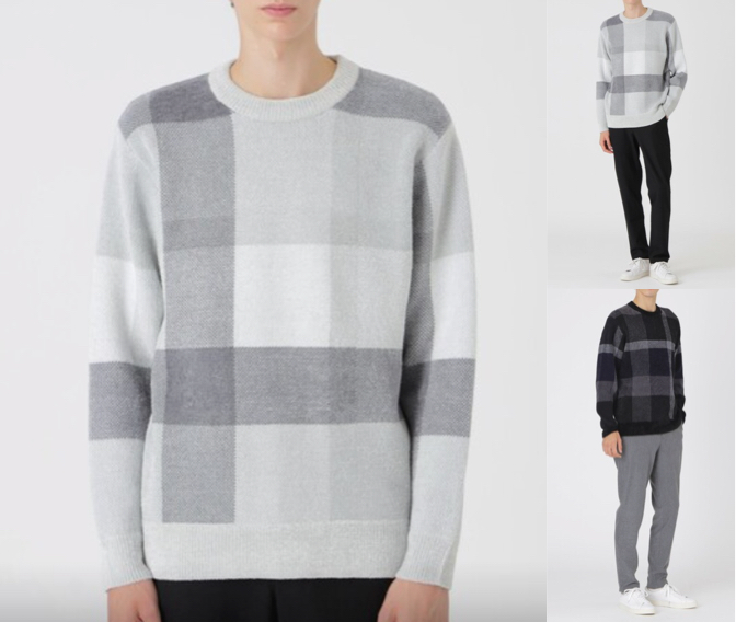 BLACK LABEL CRESTBRIDGEライトグレーのチェックニット