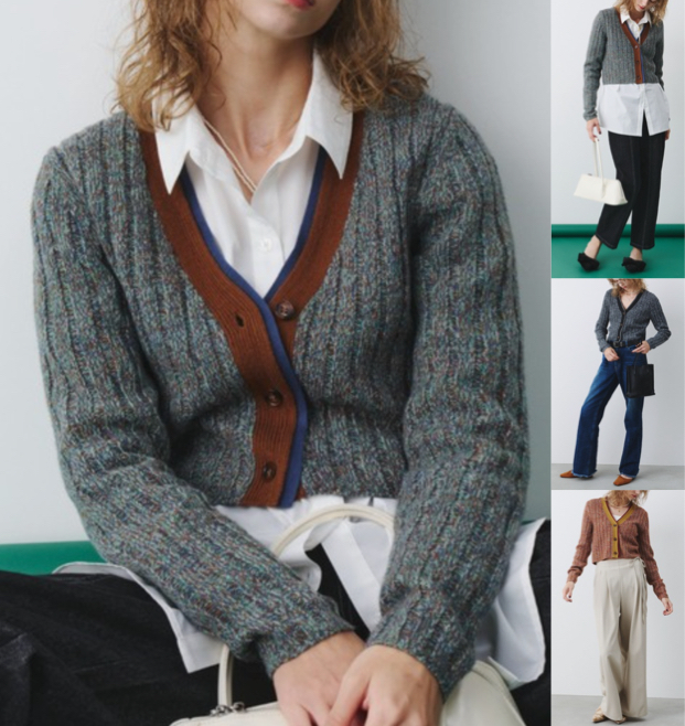 
bita.グレーの配色カーディガン