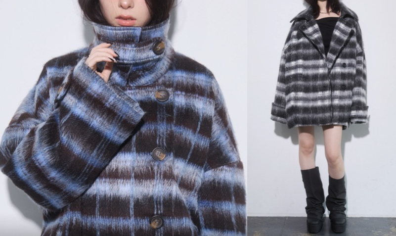 envymブラック×ブルーのチェック柄ジャケット