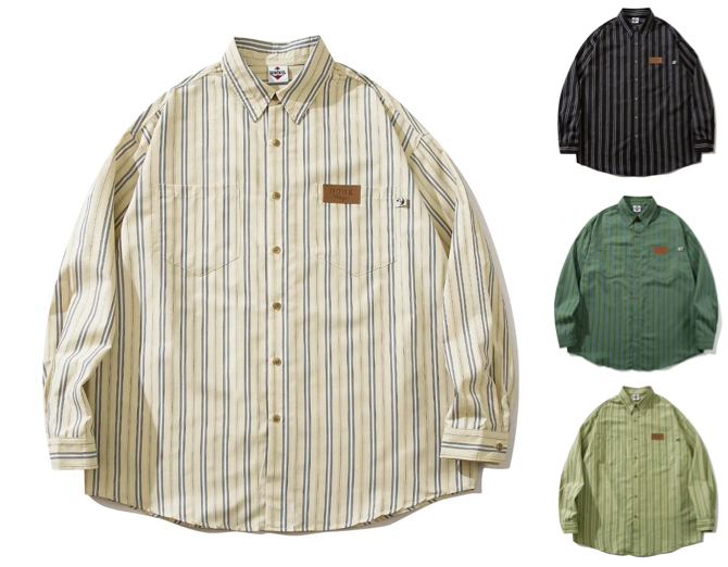 HOOK（フック）ライトイエローのストライプ柄シャツ