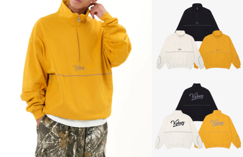 KEBOZ（ケボズ）イエローのハーフジップスウェット