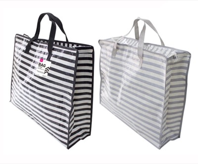 DAISO(ダイソー)ホワイトのボーダーバッグ