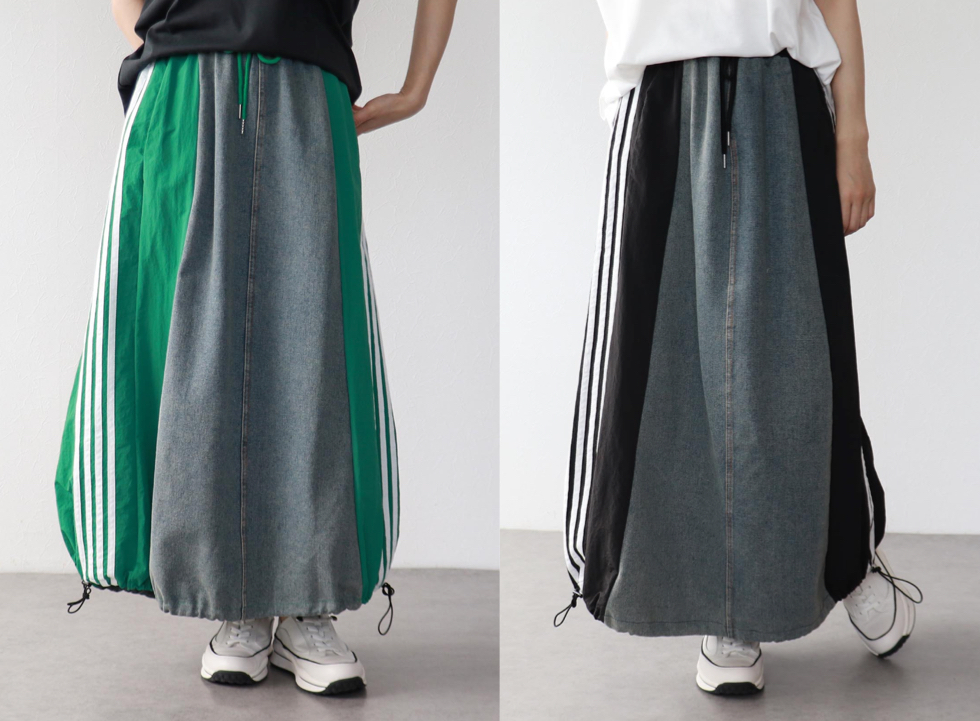 andonデニム×グリーンのスカート