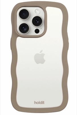 Holdit(ホールディット)ホワイトxモカブラウンのウェーブスマホケース