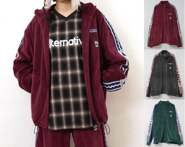 RNA（アールエヌエー）ボルドーのベロアトラックジャケット