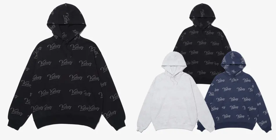 KEBOZ(ケボズ)ネイビーの総ロゴパーカー