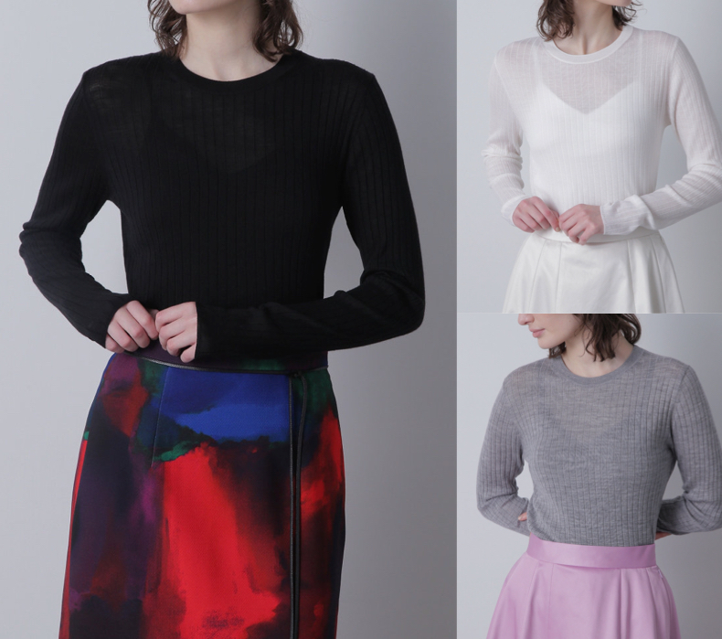 ブラックのリブニット