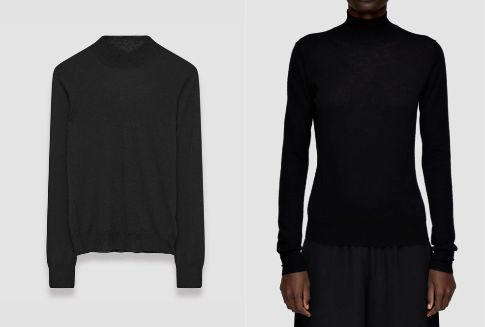 ブラックのハイネックニット