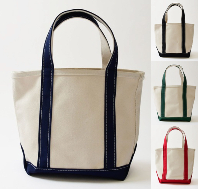 L.L.Bean（エルエルビーン）ホワイトxネイビーのトートバッグ