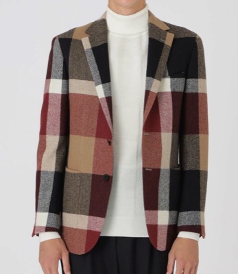 BLACK LABEL CRESTBRIDGE（ブラックレーベルクレストブリッジ）レッドxベージュのチェック柄ジャケット