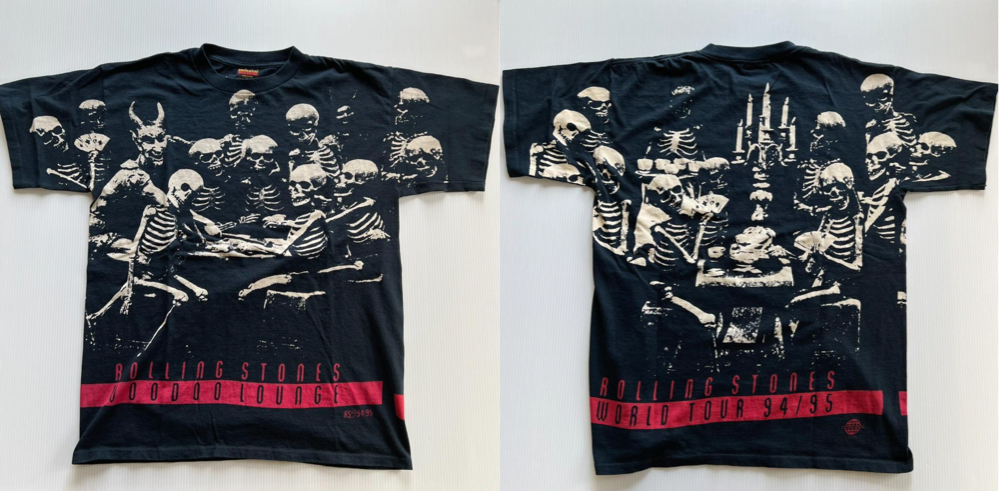 ローリング・ストーンズ バンドTシャツ 90s USA製 スカルブラックのスカル柄Tシャツ
