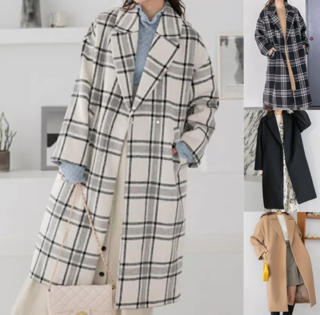 mysty woman（ミスティウーマン）ホワイトのチェック柄チェスターコート