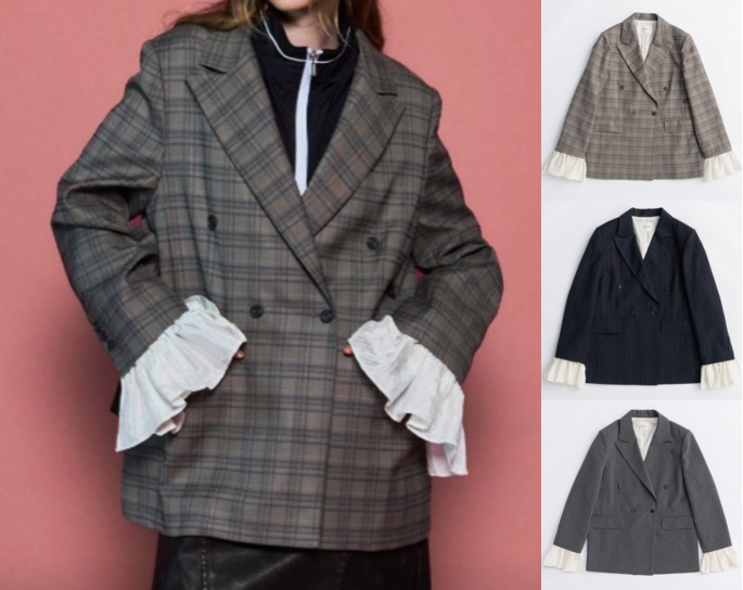 MAISON SPECIAL（メゾンスペシャル）グレージュのチェック柄ジャケット