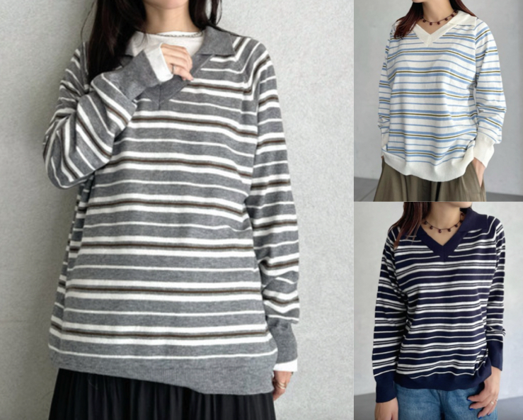 Good Riddance（グッドリダンス）グレーのマルチボーダーニット