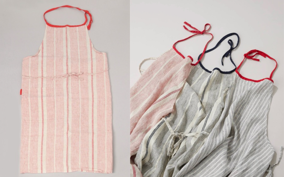 Lino e Linaピンク×ホワイトのエプロン