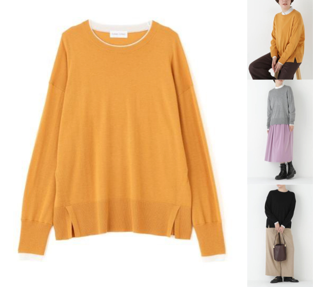 human womanオレンジの配色ニット