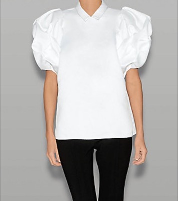 YOKO CHAN（ヨーコチャン）ホワイトのタックスリーブブラウス