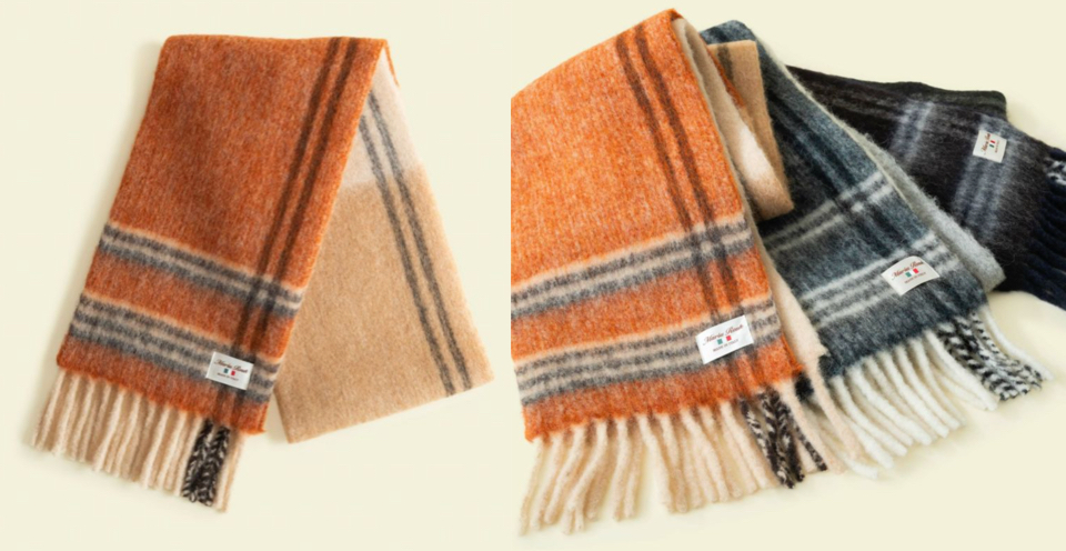 Maria Rouk（マリアルーク）ブラウンxベージュのチェック柄マフラー