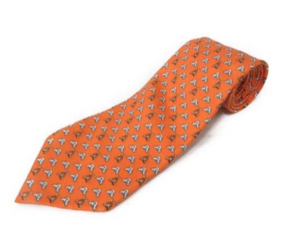 HERMES（エルメス）オレンジの総柄ネクタイ
