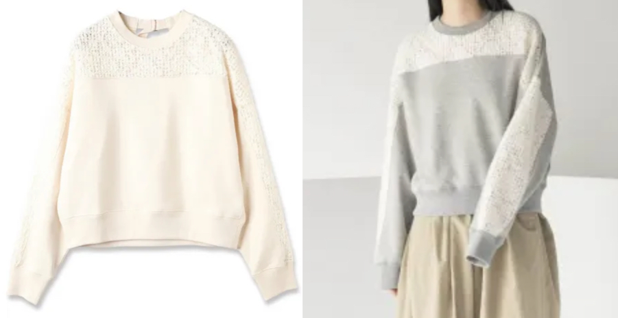 mintdesigns （ミントデザインズ）ホワイトのフェザーレーススウェット