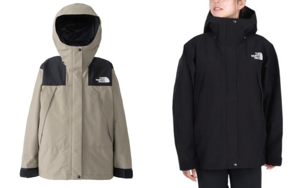 THE NORTH FACEベージュ×ブラックのナイロンジャケット