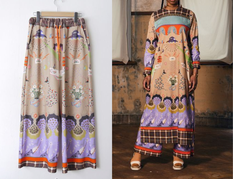 RBTXCOプリント柄ワイドパンツ