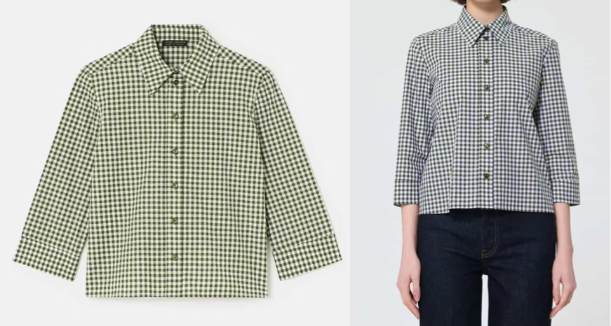 TARA JARMON（タラ ジャーモン）グリーンのギンガムチェックシャツ
