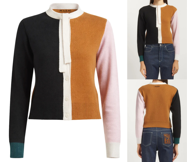 Marni（マルニ）ブラックxブラウンのカラーブロックカーディガン
