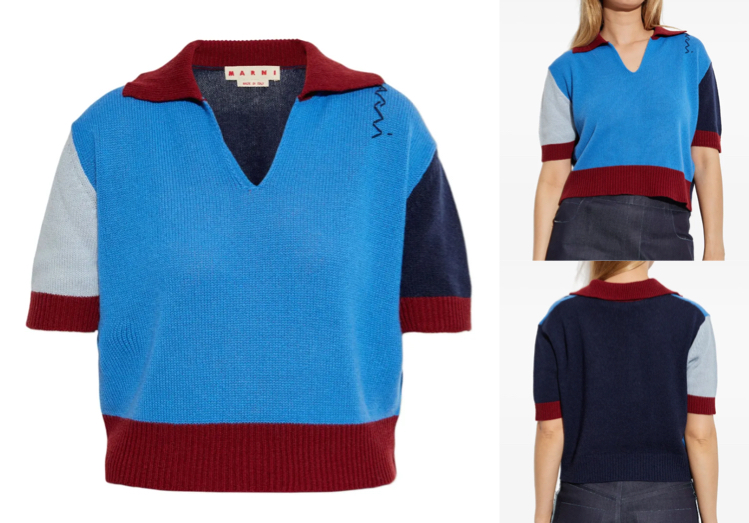 Marni（マルニ）ブルー系のカラーブロックショート袖ニット