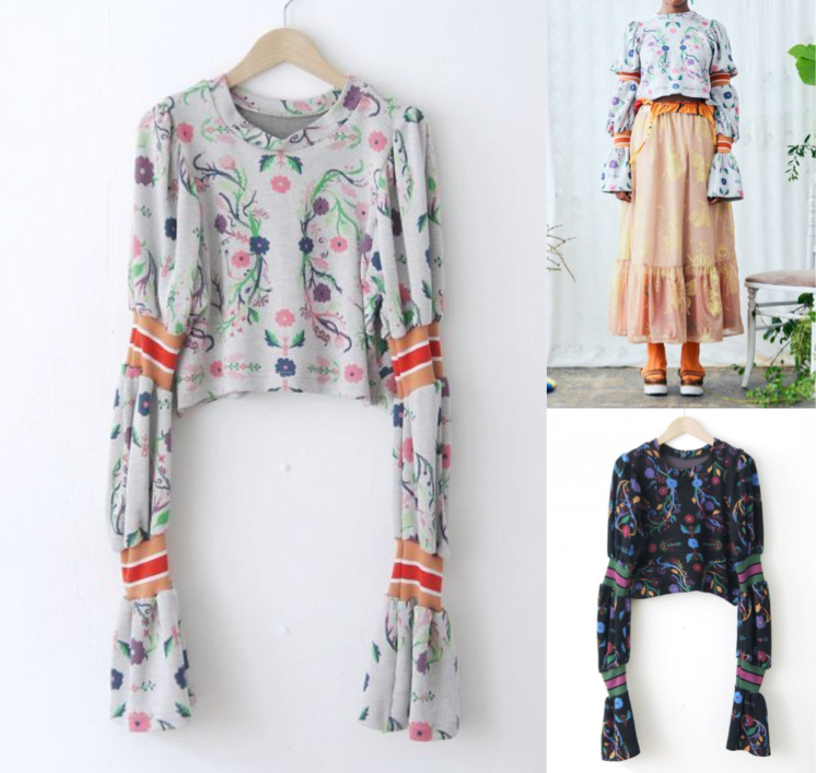 RBTXCO（アールビーティー）ライトグレーのフラワー柄カットソー